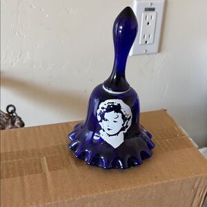 Shirley temple Blue Glass Bell with Portrait Design